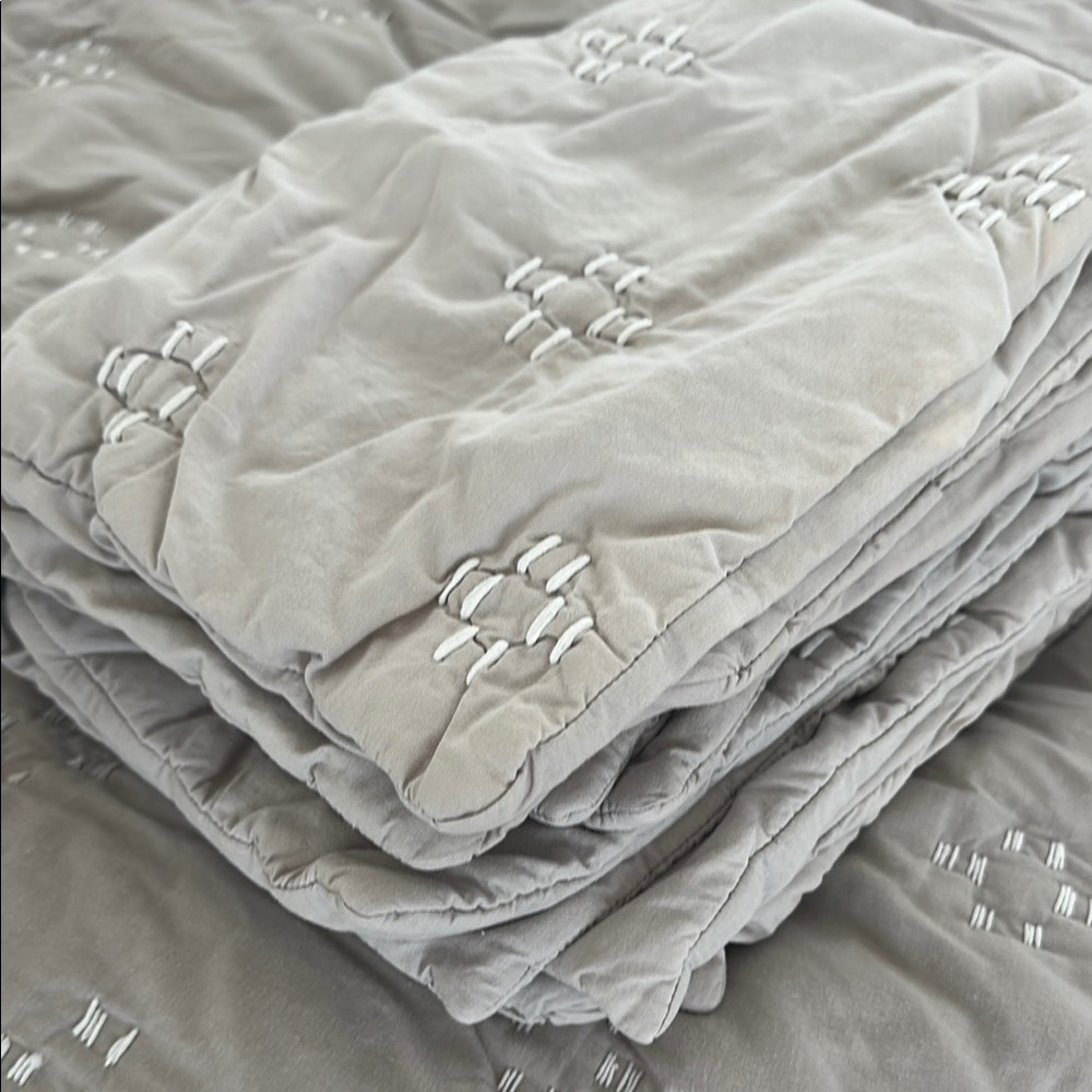 west elm dash stitch quilted pillow covers. set of 3: 2standard, 1 euro sham
